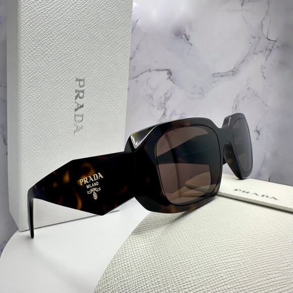 PRADA Sunglasses New Brown Tortoise Acetate PR 17WS Symbole Logo Italy Authentic - Picture 4 of 16